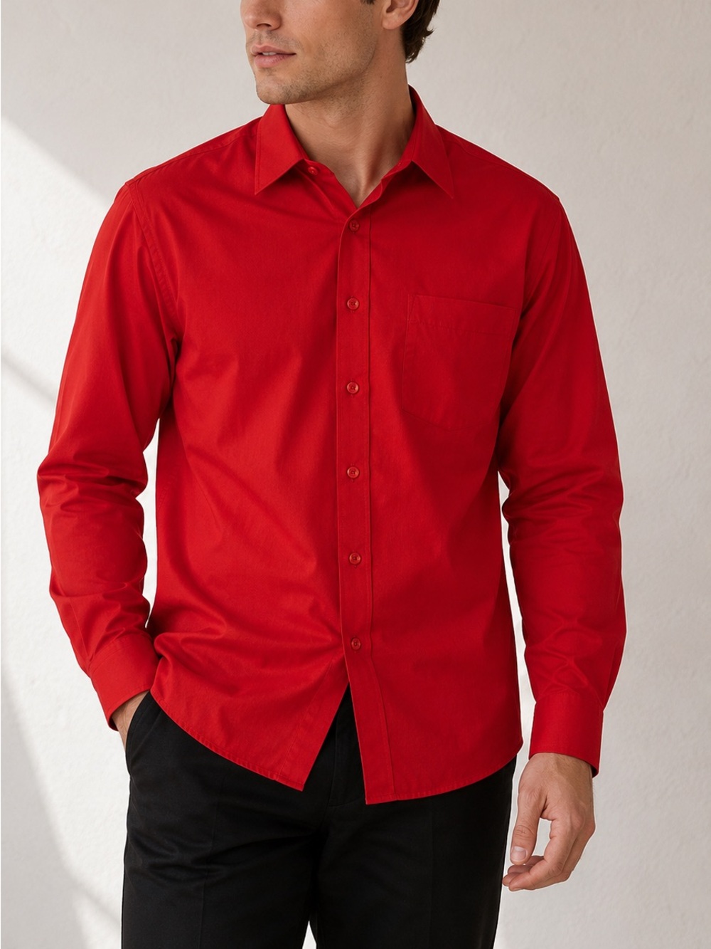 Vintage Monte Carlo Red Button Front Dress Shirt Men’s 16 34/35 Fitted